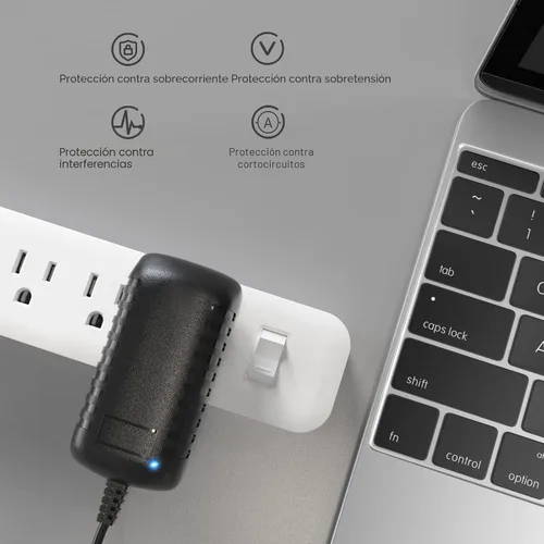 Miniatura 8 de TMEZON toma de corriente con conversor y adaptador AC 100-240V a 12 V y 2 A, de 2.1 mm x 5.5 mm, conversor adaptador de 12 V para sistema