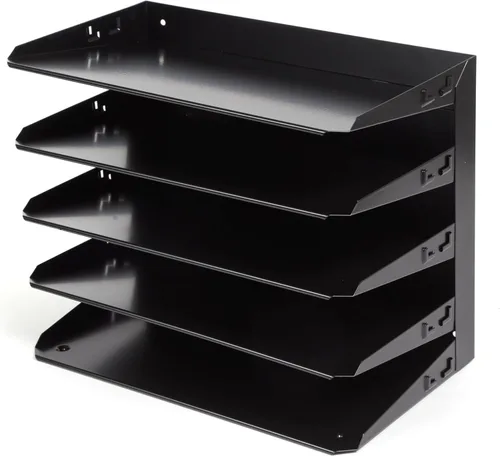 Miniatura 3 de Huron Organizador de carpetas de archivos legales horizontales de escritorio con 5 ranuras, bandeja de almacenamiento para cartas, acero negro