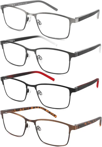 Miniatura 7 de 4 unidades de lentes de lectura para hombres, con bloqueo de luz azul, para lectores de computadora, anti rayos UV/fatiga ocular/reflejos, gafas