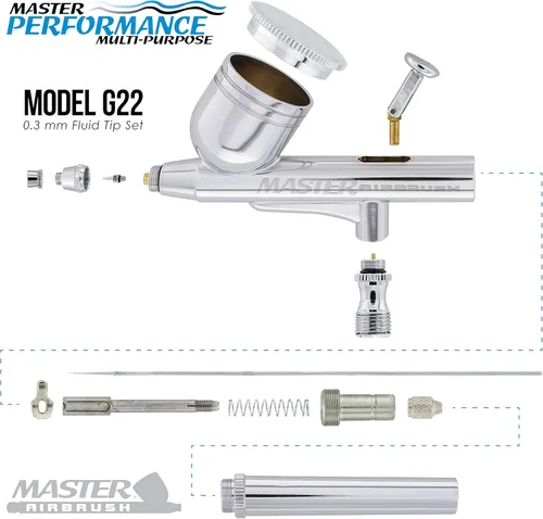 Miniatura 3 de Master Airbrush Kit de aerógrafo multiusos con mini compresor, aerógrafo de alimentación por gravedad de doble acción. Manguera de aire y juego