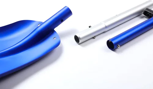 Miniatura 2 de Pala de nieve portátil telescópica de aluminio colorida para coche, ajustable, edición extendida (Azul + Plata)