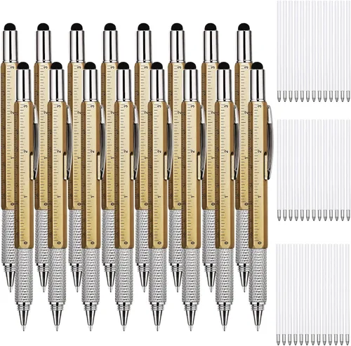 Miniatura 12 de Zhanmai 16 Piezas Bolígrafos Multiherramienta 6 en 1 Juego de Bolígrafos Multi-herramienta con Repuestos para Regalos de Cumpleaños de Hombres