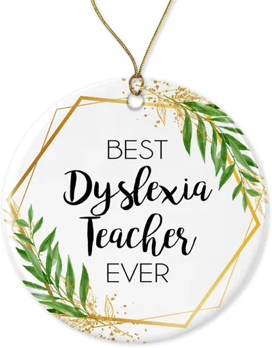 HTDesigns Adorno de Navidad para profesor de dislexia, regalo para profesor de dislexia, el mejor profesor de dislexia del mundo, el mejor profesor