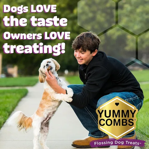 Miniatura 4 de Yummy Combs Golosinas dentales para perros, aprobadas por veterinarios VOHC, deliciosa proteína de pollo, elimina el sarro con forma de peine