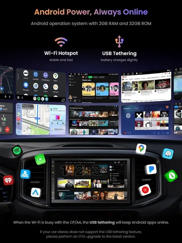 Miniatura 2 de ATOTOZONE A5L - Radio de coche de doble DIN Android en el tablero estéreo para automóvil con CarPlay/Android Auto, seguimiento
