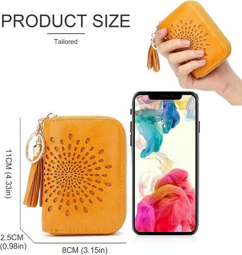 Miniatura 5 de APHISON RFID - Porta tarjeta de crédito con cremallera carteras pequeñas para mujer en cuero estilo girasol para mujer y niña caja de regalo 1927