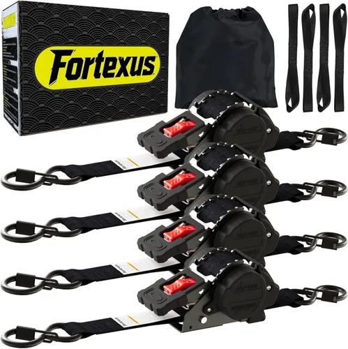 Miniatura 10 de Correas de trinquete retráctiles de 1 pulgada x 12 pies, correas de trinquete retráctiles automáticas, 1760 libras, resistencia a la rotura