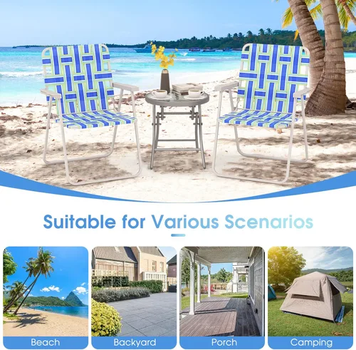 Miniatura 5 de Giantex Juego de 2 sillas de playa para adultos, silla de camping con estructura de acero, sillas plegables ligeras para directores para exteriores