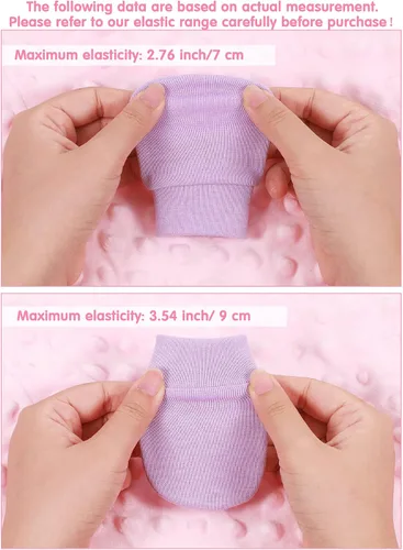 Miniatura 5 de Geyoga Juego de 12 guantes para recién nacido, gorro de algodón para bebés de 0 a 12 meses