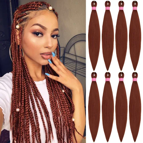 Miniatura 14 de Extensiones de pelo para trenzar, para fácil trenzado profesional, no causa comezón , fibra sintética tejida, trenzas de textura Yaki, extensiones