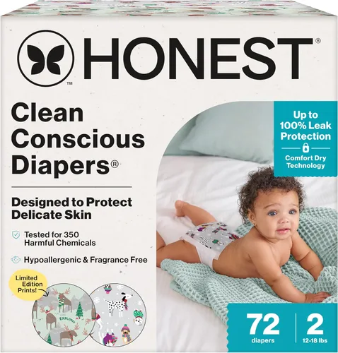 Miniatura 38 de The Honest Company Clean Conscious - Pañales para pieles delicadas, hasta un 100% a prueba de fugas, hipoalergénicos, sin fragancia, género neutro