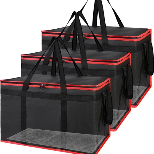 Miniatura 17 de Bodaon Paquete de 3 bolsas aisladas para entrega de alimentos, bolsas enfriadoras de pizza XXXL, bolsa de entrega de viaje compartido, soporte