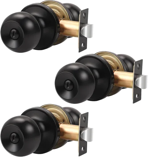 Miniatura 17 de Knobonly Paquete de 2 Pomos de Puerta de Níquel Satinado para Dormitorio/Baño Juegos de Puertas de Privacidad Herrajes Manijas de Puerta Interiores