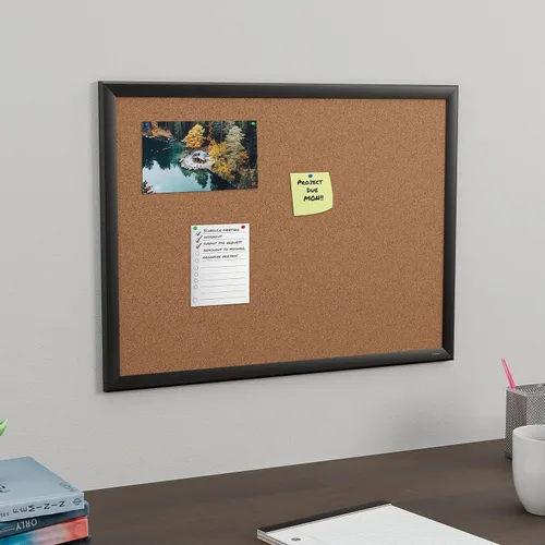 Miniatura 4 de Staples Tablón de anuncios de corcho con marco negro, 2 x 1.5 pies, compacto montado en la pared, tablón de anuncios para oficina en casa y aula