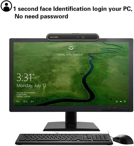 Miniatura 2 de Cámara USB IR de reconocimiento facial para Windows Hello, cámara web 1080P (nivel de entrada) con micrófonos duales para transmisión