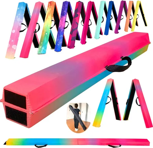 Miniatura 10 de MARFULA Viga de Gimnasia Plegable de 6 PIES / 8 PIES / 9 PIES Viga de Equilibrio de Espuma para Suelo - Extra Firme - Cubierta de Gamuza - Parte