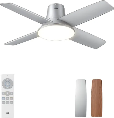 Miniatura 8 de DREO Ventilador de techo, ventilador de techo de perfil bajo de 44 pulgadas con luz y control remoto, LED de 5CCT, 6 niveles regulables, motor Negro