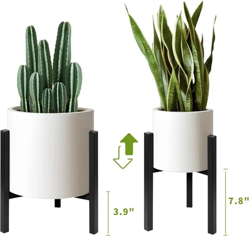 Miniatura 4 de Soporte ajustable para plantas de interior, soportes de metal negro para exteriores, soporte moderno de mediados de siglo, apto para macetas grandes