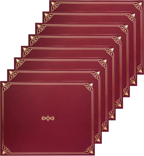 Paquete de 25 portacreditados, 25 tapas de certificados para papel de tamaño carta, 8.5 x 11 pulgadas, carpetas de certificados, color rojo, 9 x