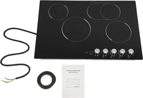 Miniatura 9 de Estufa eléctrica de 30 pulgadas con 4 quemadores, estufa eléctrica de 1200 W con temporizador ajustable y bloqueo seguro, placa de cocina integrada