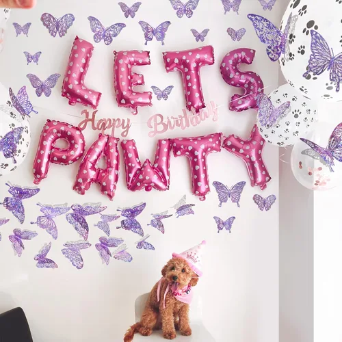 Miniatura 2 de 60 calcomanías 3D de lentejuelas moradas para decoración de pared, 5 estilos y 3 tamaños, decoración de mariposa holográfica para dormitorio