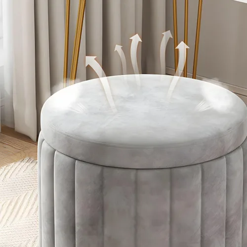 Miniatura 4 de Puf otomano para el hogar, otomano redondo de terciopelo con forma cilíndrica resistente a la decoloración con almacenamiento, reposapiés, taburete