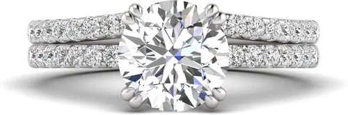 KEEPSTAR Juego de solitario de moissanita y diamante natural TW de 2 14 quilates para mujer en oro blanco de 10 k