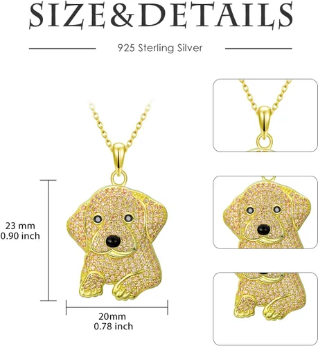 Miniatura 77 de Collares con colgante de perro de plata de ley S925 – 24 razas corgi/husky/labrador/pastor para mujer