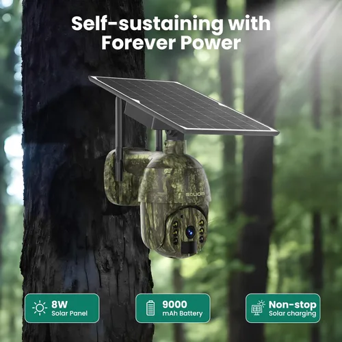 Miniatura 4 de SOLIOM S600 4G LTE Cámaras de seguridad celulares inalámbricas para exteriores, cámara de seguridad solar con inclinación panorámica de 360 °