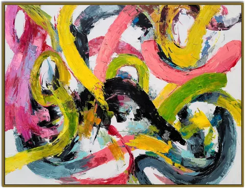 Miniatura 10 de Yihui Arts Arte abstracto de la pared del lienzo - Arte contemporáneo texturizado pintado a mano para la decoración moderna del hogar