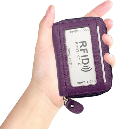 Miniatura 16 de Tarjetero RFID de bolsillo con ventana para ID, piel genuina, S, Negro