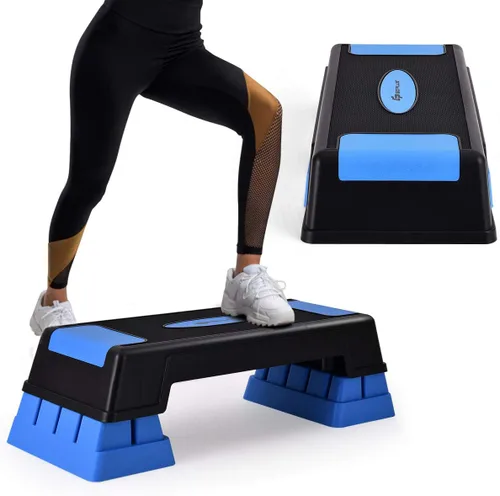 Goplus Stepper aeróbico de 30 pulgadas con elevadores, niveles de altura ajustable de 5, 7 y 9 pulgadas, para entrenamiento, fitness, ejercicio,