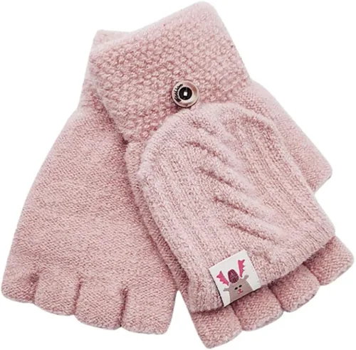 Guantes de invierno para niños y niños, guantes convertibles de punto sin dedos, guantes de invierno impermeables para niños pequeños
