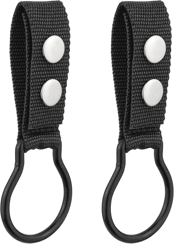 Miniatura 8 de UIInosoo - Soporte de anillo de linterna de nailon con doble clip para cinturón de servicio, mantiene la linterna de célula D/C Negro 1 paquete