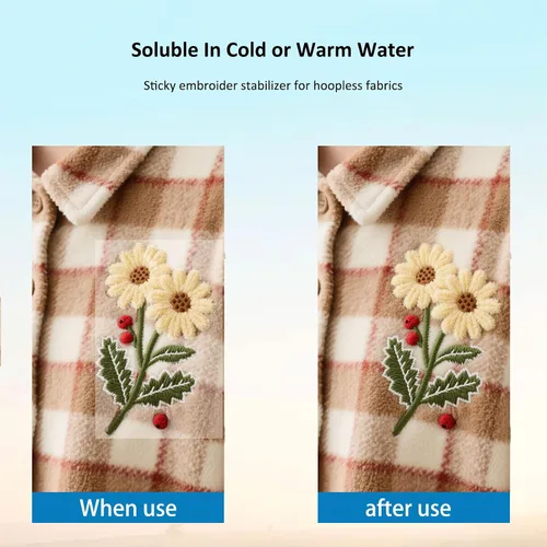 Miniatura 4 de Hoxemator Estabilizador soluble en agua para bordado, 24 unidades de 8.5 x 11 pulgadas imprimibles para pegar y coser papel de bordado lavado