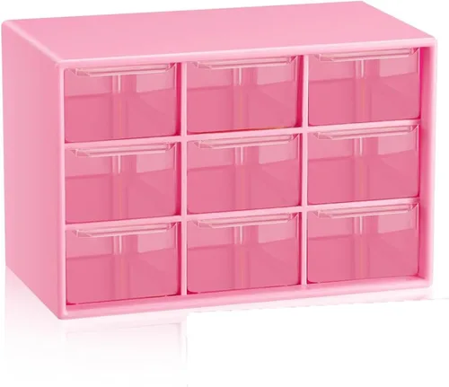 Miniatura 6 de Organizador de cajones pequeños para escritorio, 7.1 x 3.8 x 4.6 pulgadas, mini organizador de cajones de escritorio con 9 cajones transparentes