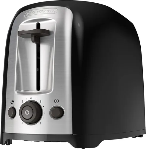 BLACK+DECKER Tostadora de 2 rebanadas, TR1278BD, ranuras extra anchas, 7 configuraciones de tostado, 850 vatios, botones para pan congelado y Negro