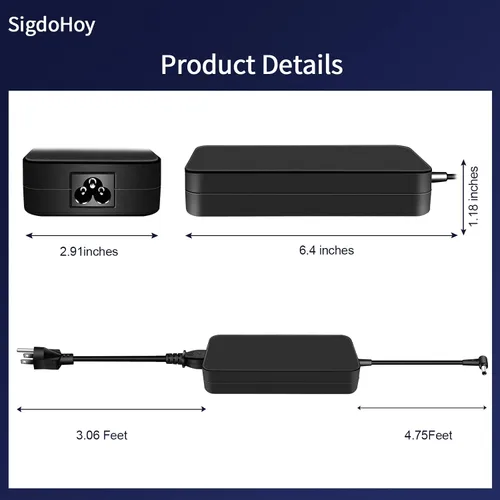 Miniatura 4 de Cargador de portátil para juegos Tuf de 150 W para Asus Tuf A15 A17 F15 F17 Series, Zenbook Pro 14 Duo, Rog Strix G531/G731 Series Laptop ADP-150CH B