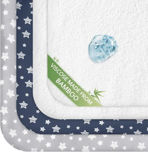 Miniatura 11 de Sábanas de moisés y protector de colchón de moisés impermeable 4 piezas, Terry de viscosa, ajuste universal para colchón ovalado, de reloj de arena