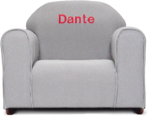 Miniatura 11 de Silla personalizada de cuadros para niños con bordado de nombre personalizado, tela de microgamuza suave, cojín acolchado, marco de madera, de 2 a 5