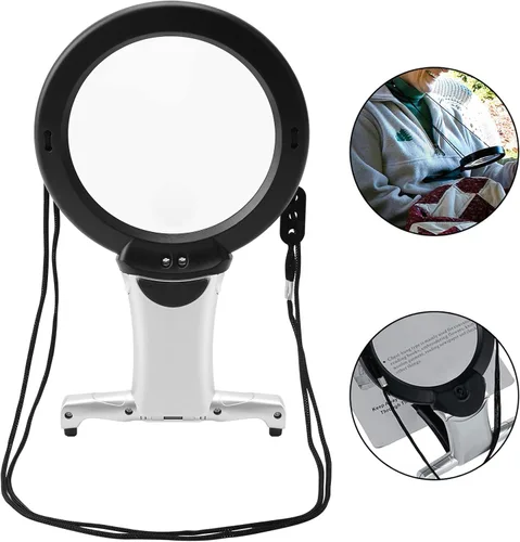 Miniatura 2 de Lupa de lectura, manos libres para el cuello, lupa de mano grande iluminada, lupa de escritorio con luz LED para trabajo cercano, lectura, costura