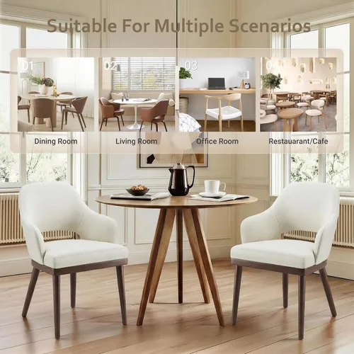 Miniatura 6 de MALOL Juego de 2 sillas de comedor de madera, silla moderna tapizada de tela para comedor, sillas laterales de cocina, silla de cena campestre