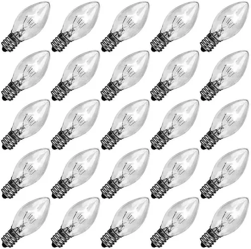 GOOTHY Paquete de 25 bombillas C7 transparentes de repuesto, bombillas C7 transparentes para Navidad, exteriores, patio, interior, tira de luces,