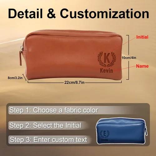 Miniatura 6 de Neceser personalizado para hombres con nombre – Neceser para hombre para viajar – Kit de aseo Dopp para hombre, regalo de padrinos de boda, regalos