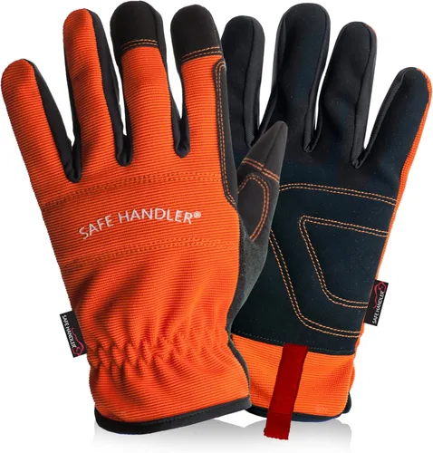 SAFE HANDLER Guantes de alta visibilidad | Alta visibilidad, comodidad transpirable, muñecas ajustadas, palma y nudillos reforzados, L/XL, 1 par (2