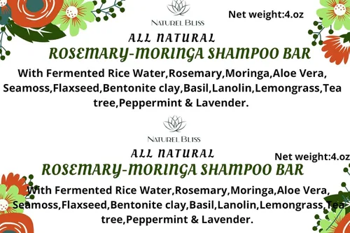 Miniatura 9 de Barra de champú Rosemary-Moringa Acondicionamiento natural