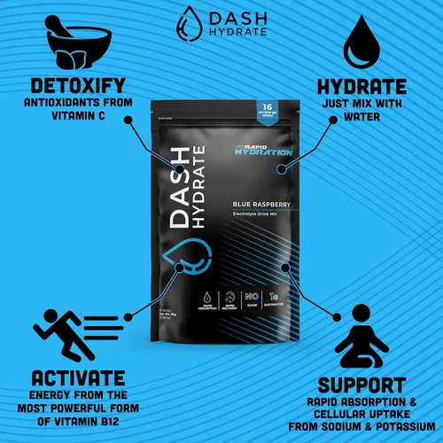 Miniatura 4 de Dash Hydrate Paquetes de mezcla de bebidas con electrolitos de hidratación rápida, absorción y recuperación rápida sin azúcar, activa la energía