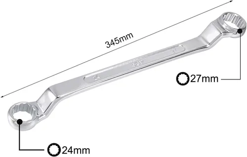 Miniatura 2 de uxcell Llave métrica de extremo de caja doble de desplazamiento de 12 puntos de 0.945 in x 1.063 in, cromada, Cr-V