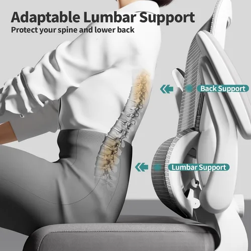 Miniatura 5 de TRALT Silla de oficina – Silla de escritorio ergonómica con soporte lumbar ajustable, silla de computadora de malla, sillas ejecutivas para oficina