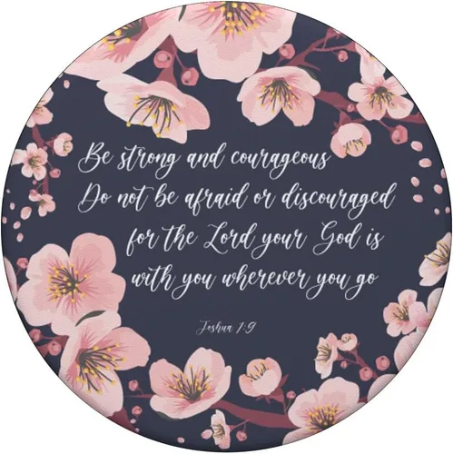 Miniatura 3 de Joshua 1 9 Cristiano Biblia Verso Rosa Azul Scripture Cita PopSockets Swappable PopGrip